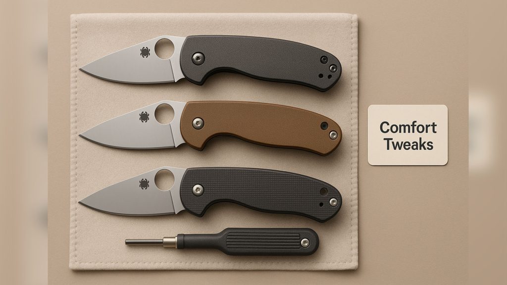 Modified Spyderco knife with custom scales and ergonomic tweaks