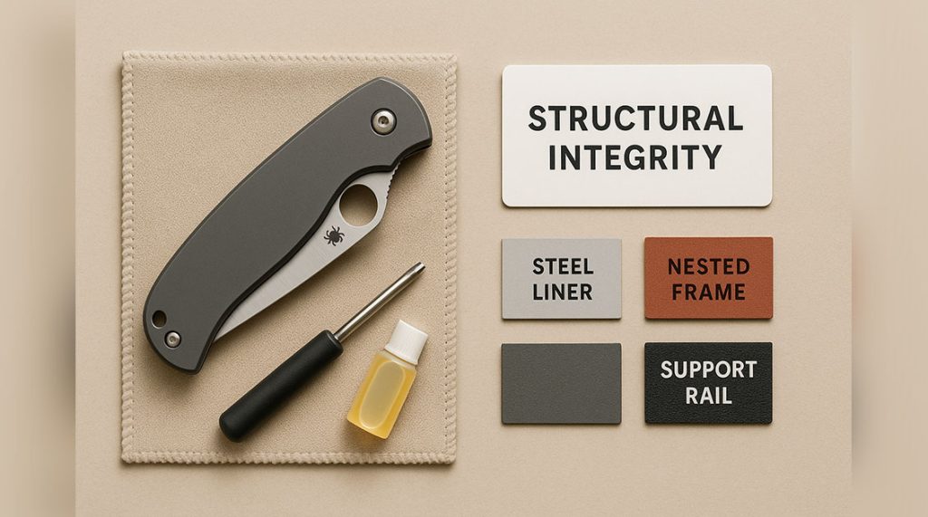 Repairing bent Spyderco liners with careful reshaping on a padded vise