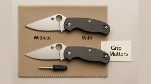 Spyderco knife spine with added jimping for improved thumb grip