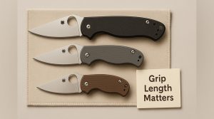 Spyderco knives with customized shortened and extended handles side by side