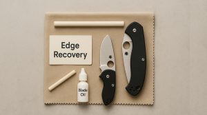 Repairing a chipped Spyderco blade edge on a sharpening stone