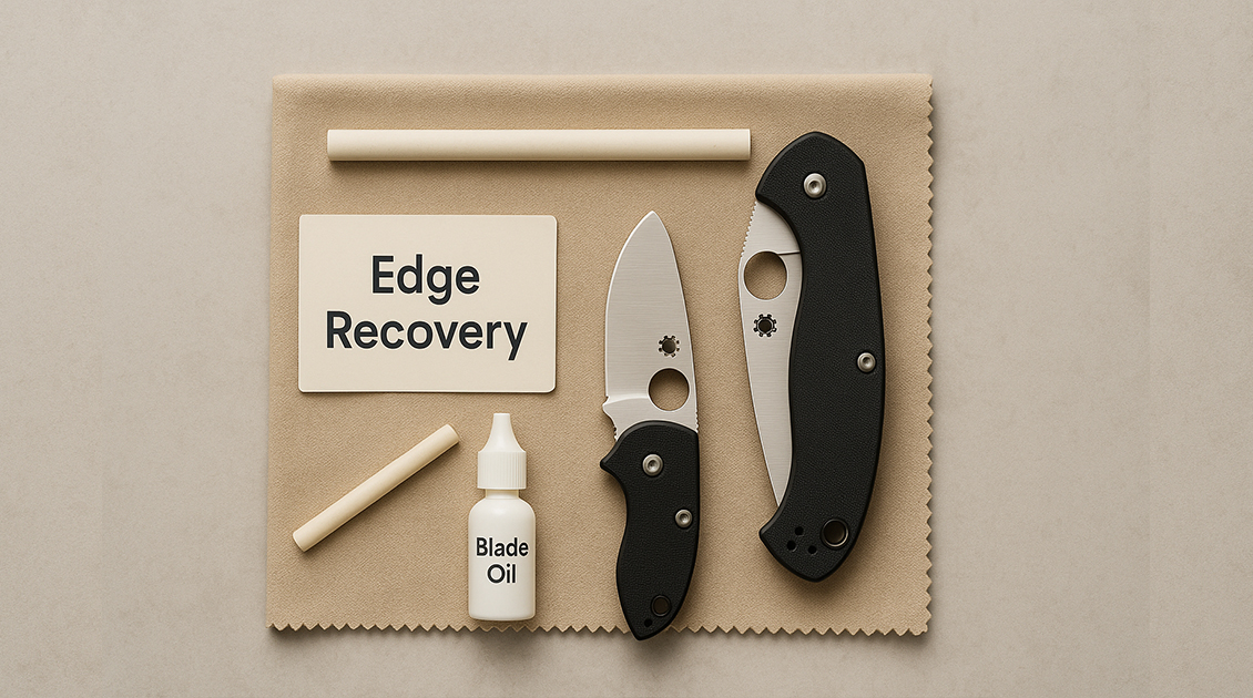 Repairing a chipped Spyderco blade edge on a sharpening stone