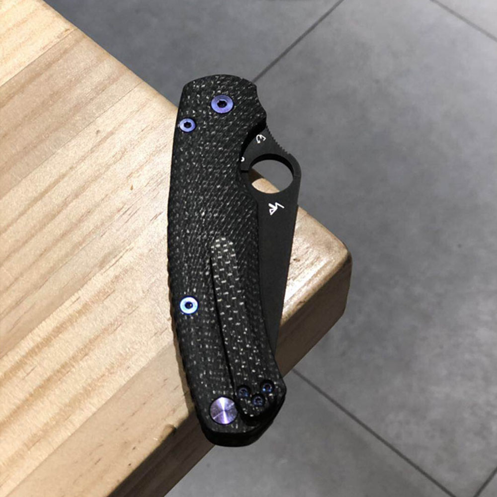 Spyderco C81 Carbon Fiber Scale Handle Back Spacer Spine Para Military 2 PM2 (1)