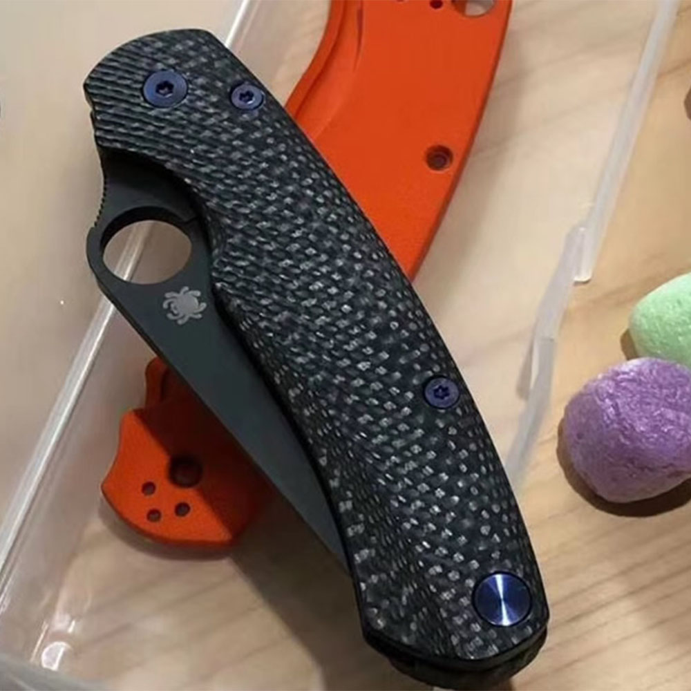 Spyderco C81 Carbon Fiber Scale Handle Back Spacer Spine Para Military 2 PM2 (2)