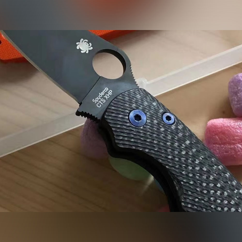 Spyderco C81 Carbon Fiber Scale Handle Back Spacer Spine Para Military 2 PM2 (3)