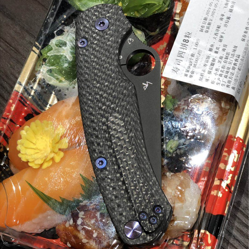 Spyderco C81 Carbon Fiber Scale Handle Back Spacer Spine Para Military 2 PM2 (4)